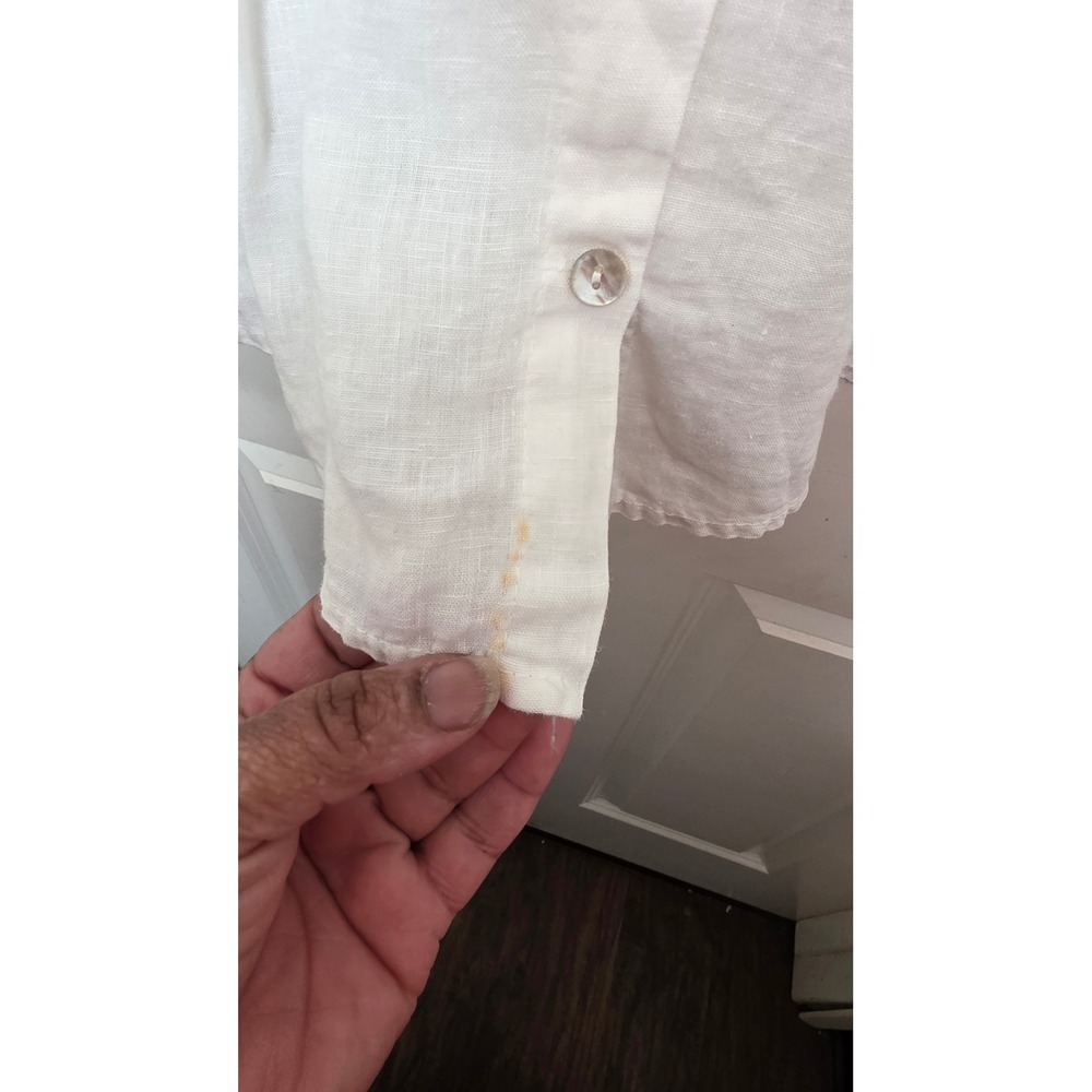 Terzo Millennio Linen Women's L White Made in Italy Button Back Blouse Summer - Picture 8 of 8